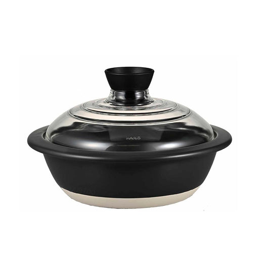 Hario No 8 Clay Pot with Glass Lid 2000ml GDN-225-BW Cookware-Kiichin - The #1 Place for Japanese Goods in Your Hand!