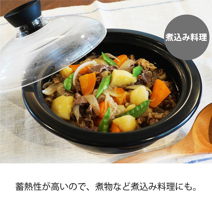 Hario No 8 Clay Pot with Glass Lid 2000ml GDN-225-BW Cookware-Kiichin - The #1 Place for Japanese Goods in Your Hand!