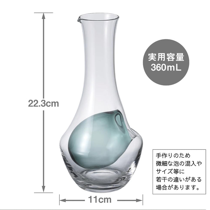 Hario Cool Carafe 360ml Transparent Green Sake Cup with Ice Pocket