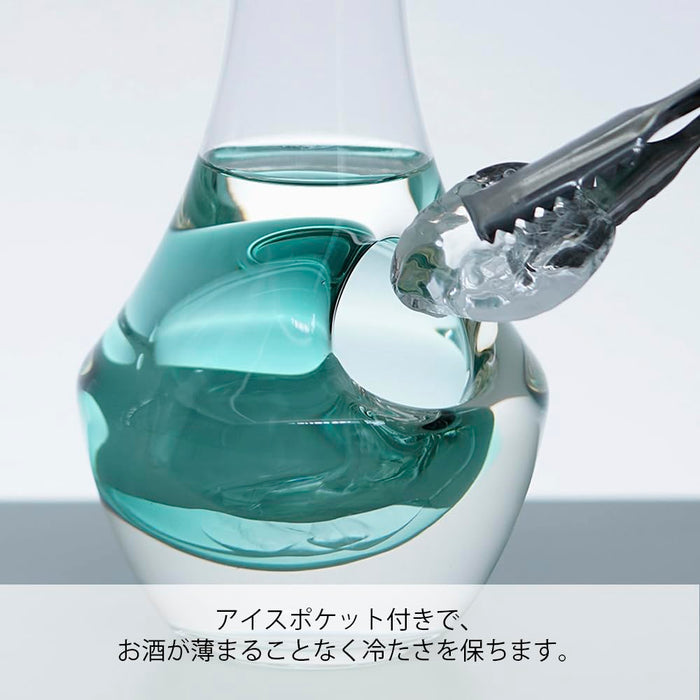 Hario Cool Carafe 360ml Transparent Green Sake Cup with Ice Pocket