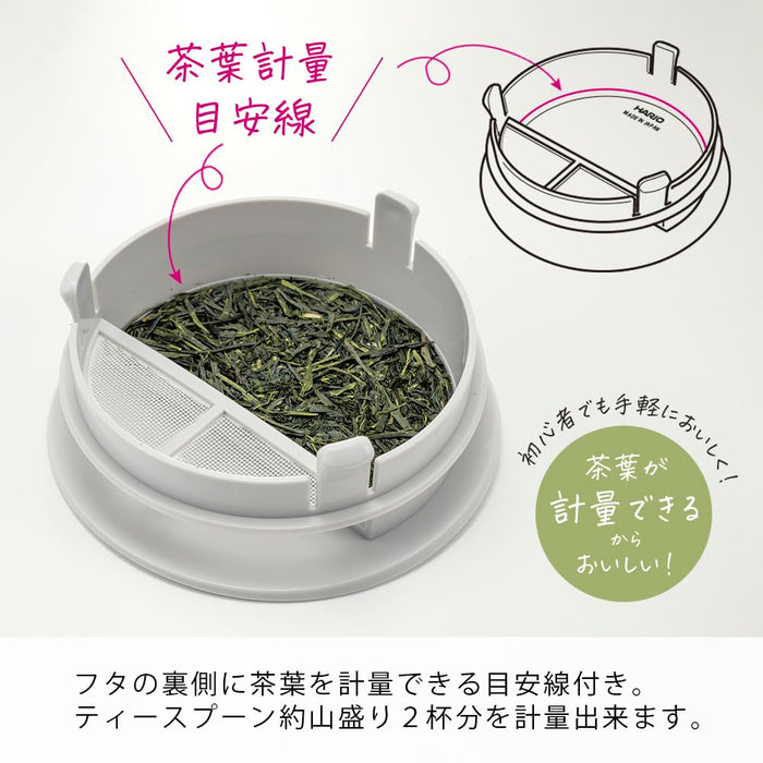 Hario Marti Kyusu Teapot Pale Gray 400ml Glass Made in Japan