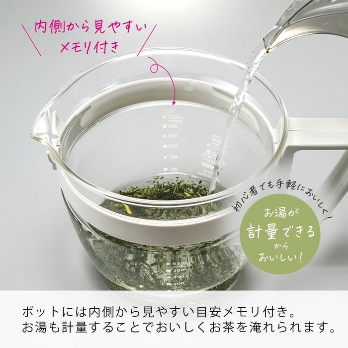 Hario Marti Kyusu Teapot Pale Gray 400ml Glass Made in Japan