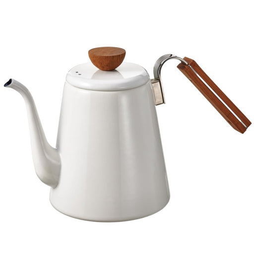 Hario Enamel Drip Kettle Bona 800ml IH Compatible BDK-80-W-Kiichin - The #1 Place for Japanese Goods in Your Hand!