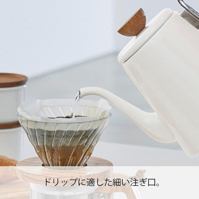 Hario Enamel Drip Kettle Bona 800ml IH Compatible BDK-80-W-Kiichin - The #1 Place for Japanese Goods in Your Hand!