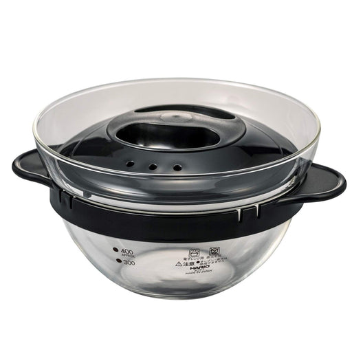 Hario Glass Microwave Side Dish Pot 450ml Black Easy Cooking Japan Made-Kiichin - The #1 Place for Japanese Goods in Your Hand!