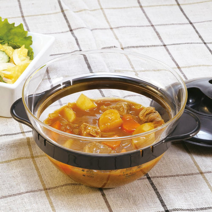 Hario Glass Microwave Side Dish Pot 450ml Black Easy Cooking Japan Made-Kiichin - The #1 Place for Japanese Goods in Your Hand!