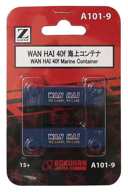 Rokuhan Z Gauge A101-9 Wan Hai 40F Sea Container Set (2 Pieces)-Kiichin - The #1 Place for Japanese Goods in Your Hand!