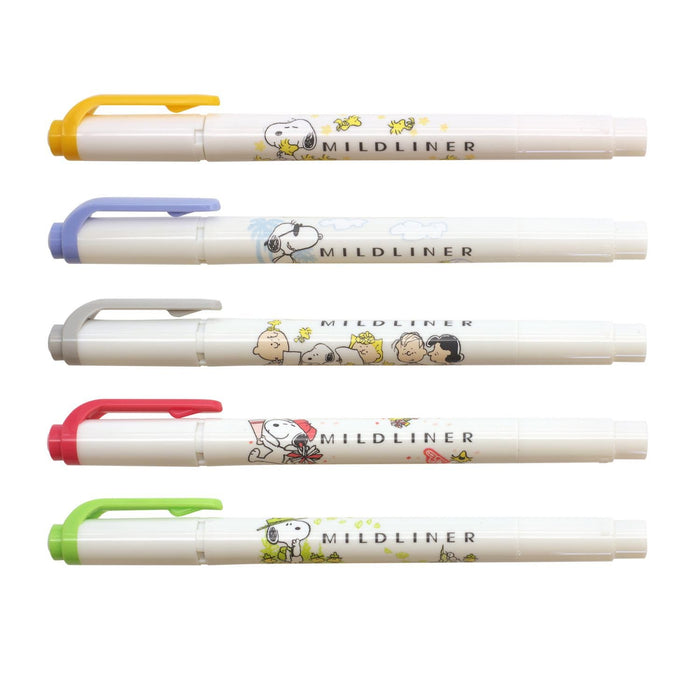 Zebra Mild Liner Snoopy Edition 5-Color Set High-Quality Highlighters-Kiichin - The #1 Place for Japanese Goods in Your Hand!