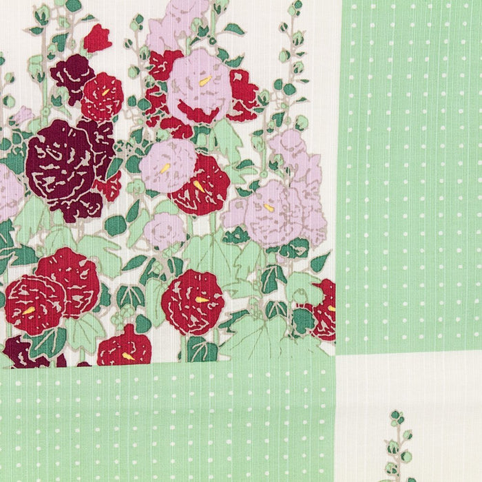 Hollyhock Green Hama Pattern Furoshiki 50Cm Authentic Japanese Garden Design-Kiichin - The #1 Place for Japanese Goods in Your Hand!