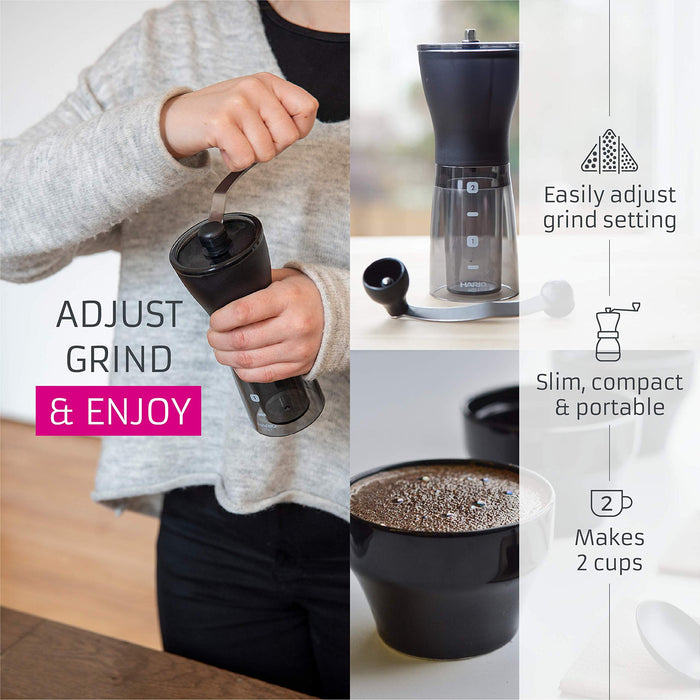 Hario Mini Slim Plus Black Ceramic Coffee Grinder - Japan's Top Choice-Kiichin - The #1 Place for Japanese Goods in Your Hand!