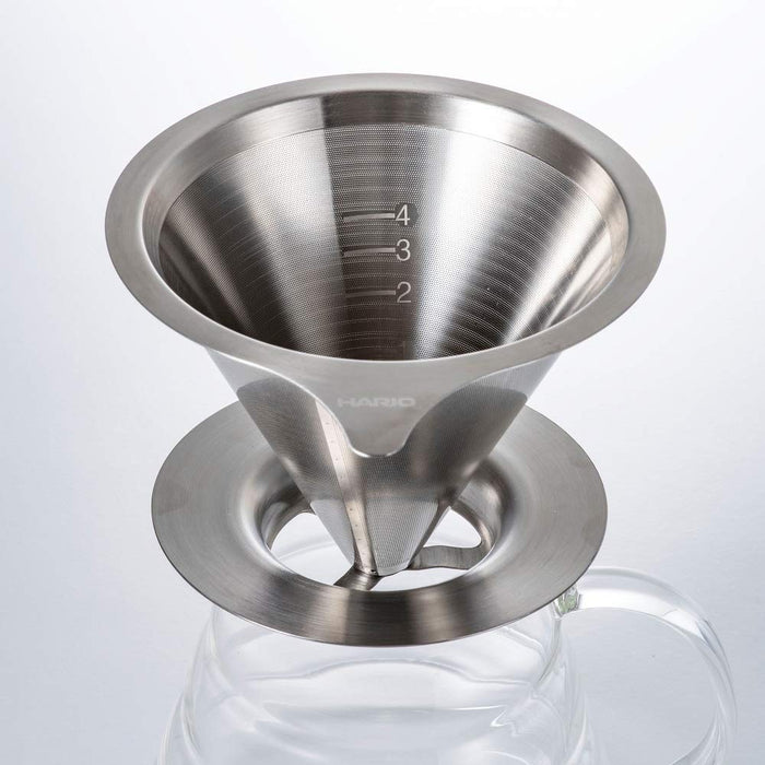 Hario DMD-02-HSV Double Mesh Metal Dripper 1-4 Cups Silver SS-Kiichin - The #1 Place for Japanese Goods in Your Hand!