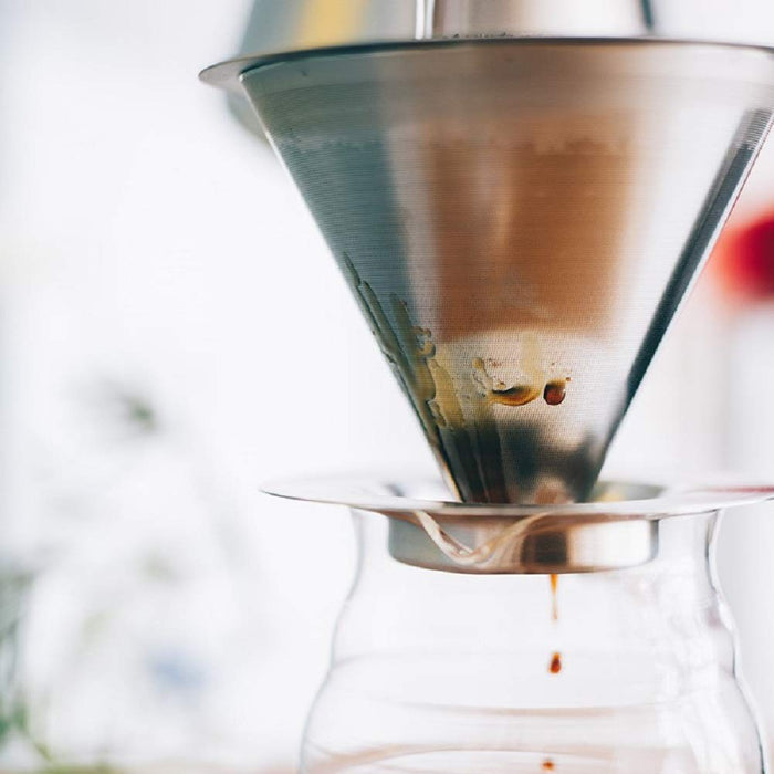 Hario DMD-02-HSV Double Mesh Metal Dripper 1-4 Cups Silver SS-Kiichin - The #1 Place for Japanese Goods in Your Hand!