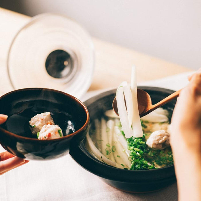 Hario Glass Lid Earthen Pot No.9 3000Ml GDN-255-B Black-Kiichin - The #1 Place for Japanese Goods in Your Hand!