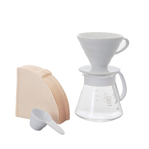 Hario V60 Ceramic Dripper Set 1-4 Cups White XVDD-3012W Japan-Kiichin - The #1 Place for Japanese Goods in Your Hand!