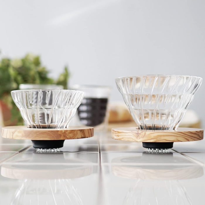 Hario V60 Glass Coffee Dripper Olive Wood 01 VDGR-01-OV 1-2 Cups-Kiichin - The #1 Place for Japanese Goods in Your Hand!