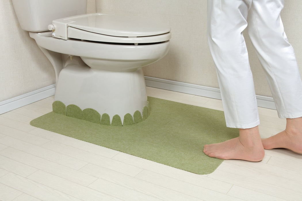 Sanko Mitsuba Okunaga Toilet Mat - Green, 60x90cm, Made in Japan, Washable & Deodorant-Kiichin - The #1 Place for Japanese Goods in Your Hand!