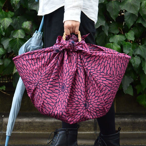 Musubi Furoshiki 100 Isa Pattern Chrysanthemum Purple 100Cm - Water Repellent Polyester-Kiichin - The #1 Place for Japanese Goods in Your Hand!