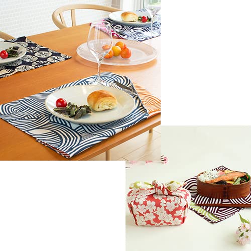 Musubi Furoshiki Chief Isa Japanese Cherry Blossom Pink Green 48Cm Cotton-Kiichin - The #1 Place for Japanese Goods in Your Hand!