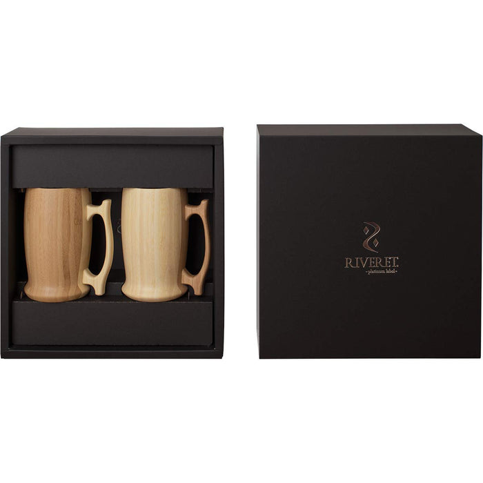 Riveret 500ml Beer Mug Set - White/Brown - Dishwasher Safe - Made In Japan (Rv-204Wb)-Kiichin - The #1 Place for Japanese Goods in Your Hand!