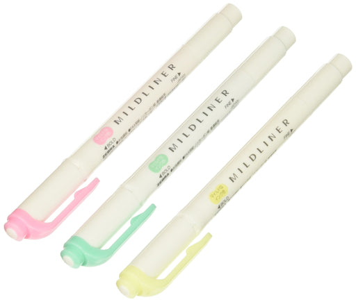 Zebra Mildliner Japan Wkt7-3C Set - 3 Subtle Fluorescent Colors-Kiichin - The #1 Place for Japanese Goods in Your Hand!