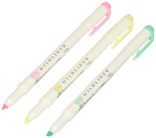 Zebra Mildliner Japan Wkt7-3C Set - 3 Subtle Fluorescent Colors-Kiichin - The #1 Place for Japanese Goods in Your Hand!