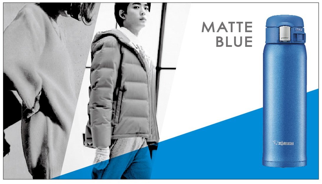 Zojirushi 480ml Matte Blue Stainless Mug - One Touch Open-Kiichin - The #1 Place for Japanese Goods in Your Hand!