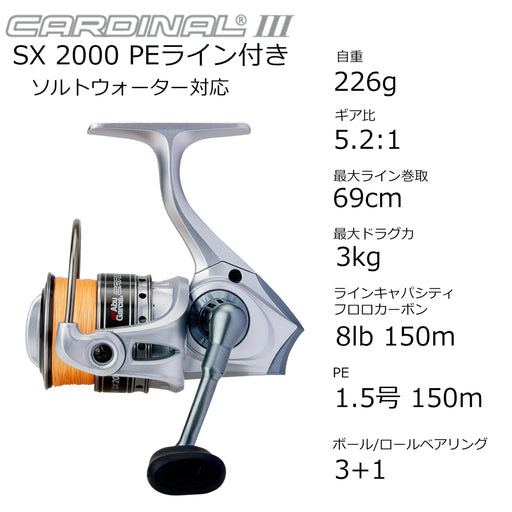 Abu Garcia Cardinal III SX2000 PE1.5 Spinning Reel with Line & Spare Spool-Kiichin - The #1 Place for Japanese Goods in Your Hand!