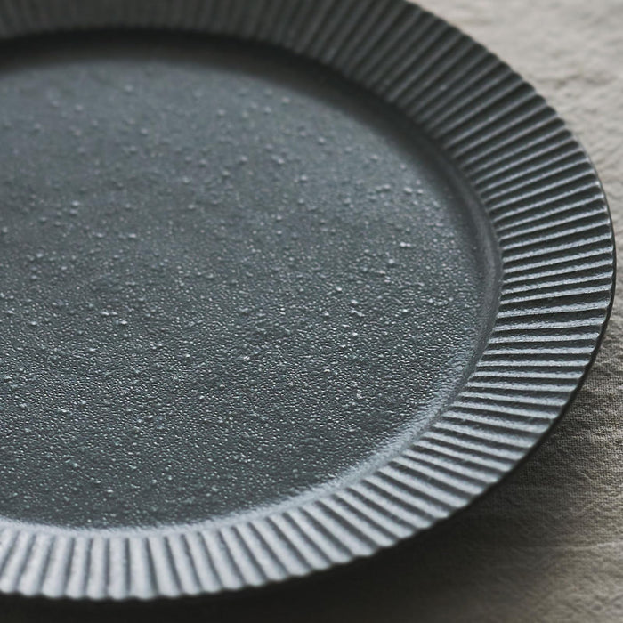 Aito Conti Earthen Texture Curry Plate 24cm Mino Ware Gray Japan-Made