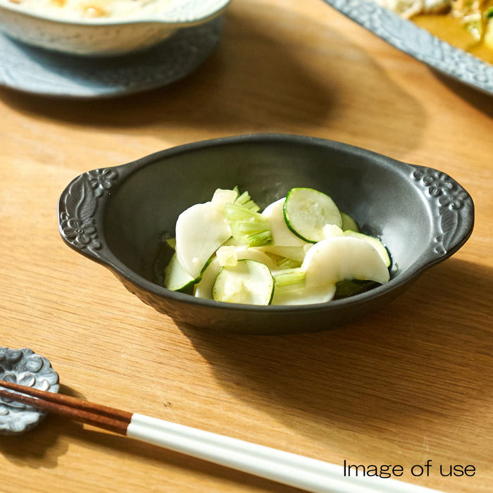 Aito Lien Heat-Resistant Gratin Dish 20x12cm Microwave Safe Black Mino Ware