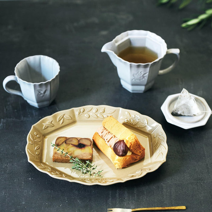 Aito Olive Teapot 430ml White Seto Ware Microwave Dishwasher Safe Made in Japan