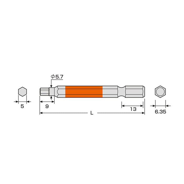 Anex Hexagonal Wrench 5mm Single Head 150mm Length - Annex Tool (Anex)-Kiichin - The #1 Place for Japanese Goods in Your Hand!