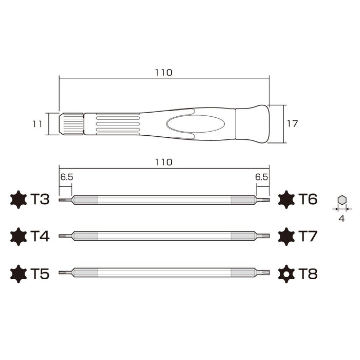 Anex Precision Interchangeable Screwdriver Set Super Fit Hex Lobe - Anex No.3602-Kiichin - The #1 Place for Japanese Goods in Your Hand!