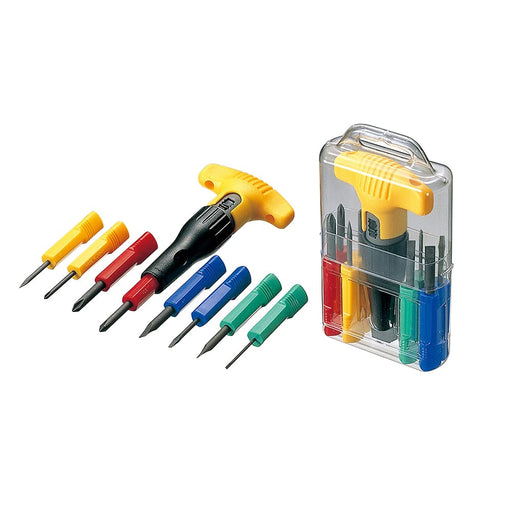 Anex Stool 8-Piece T-Shaped Ratchet Screwdriver Set with Drill No.5700-Kiichin - The #1 Place for Japanese Goods in Your Hand!