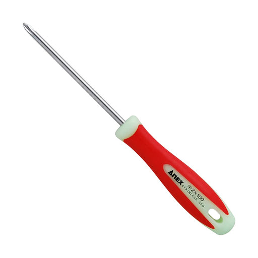 Anex Stainless Steel Screwdriver with Luminous Handle +2x100 No.1505-Kiichin - The #1 Place for Japanese Goods in Your Hand!