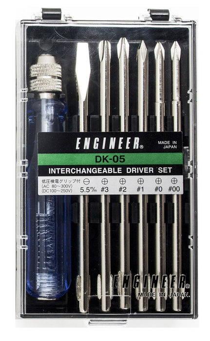 Engineer 7-Piece Interchangeable Screwdriver Set with Low-Voltage Tester Grip Dk-05-Kiichin - The #1 Place for Japanese Goods in Your Hand!
