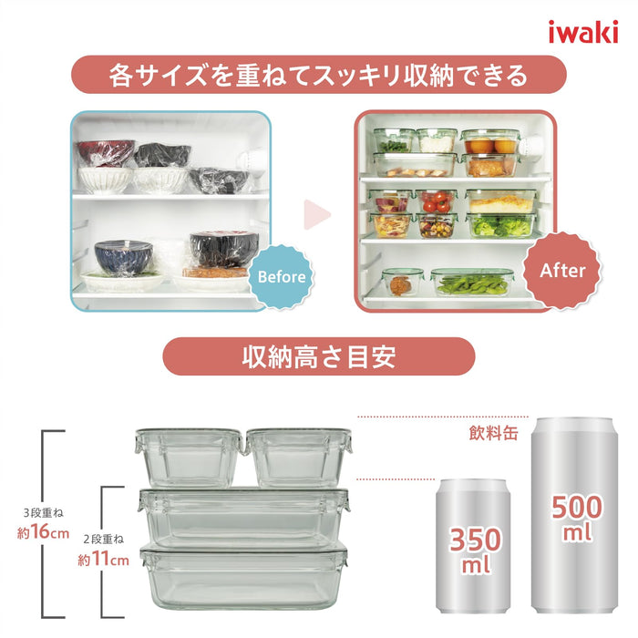 Iwaki Olive Green Heat-Resistant Glass Storage Container System Mini Set