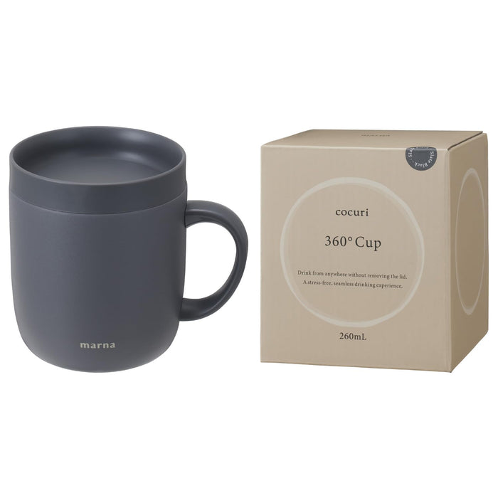 Marna 360° Cup 260Ml Stainless Steel Insulated Mug with Lid Slate Black-Kiichin - The #1 Place for Japanese Goods in Your Hand!