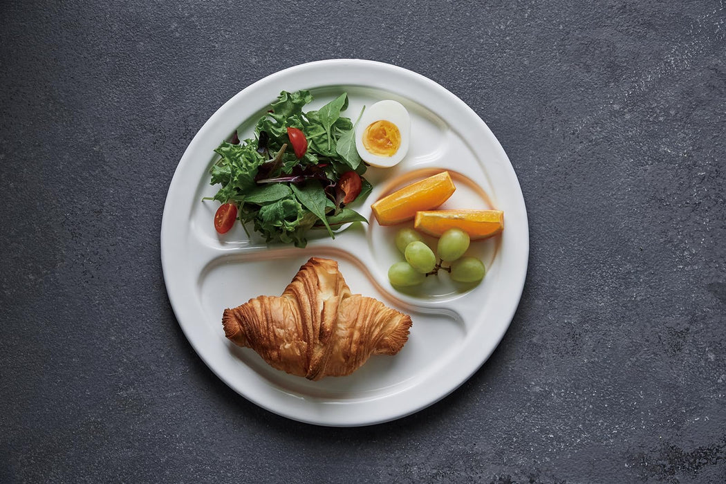 Noda Horo Enamel Round Plate 24cm White Heat Resistant Divided Lunch Plate