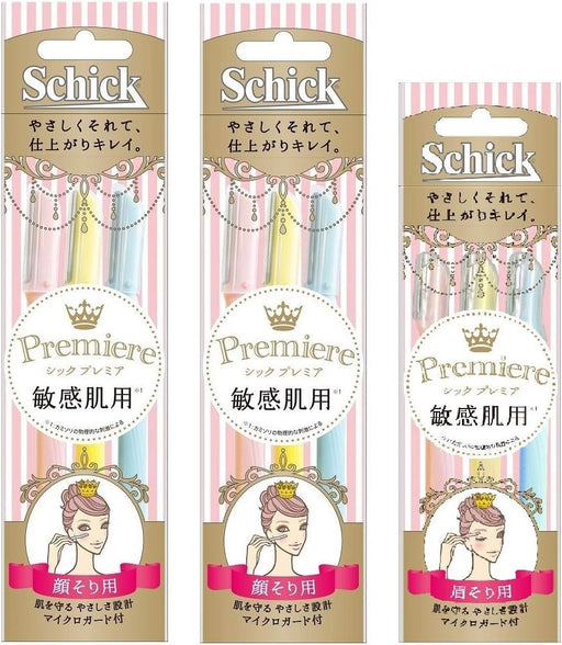 Schick Premier Sensitive Skin Disposable Razors for Women Bulk Pack - 3pcs x 2 Eyebrow Shapers - 3pcs x 1-Kiichin - The #1 Place for Japanese Goods in Your Hand!
