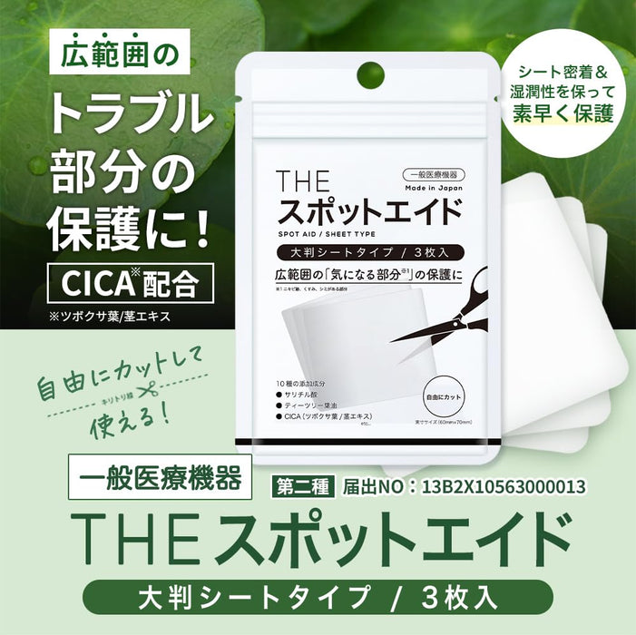 Takeuchi Pharmaceutical Spot Aid 3 Sheet Acne Patch with Cica Formula