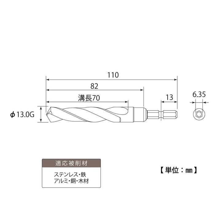 Top Kogyo Electric Drill Bit 13mm Hex Shank Cobalt Titanium Coated Japan-Kiichin - The #1 Place for Japanese Goods in Your Hand!
