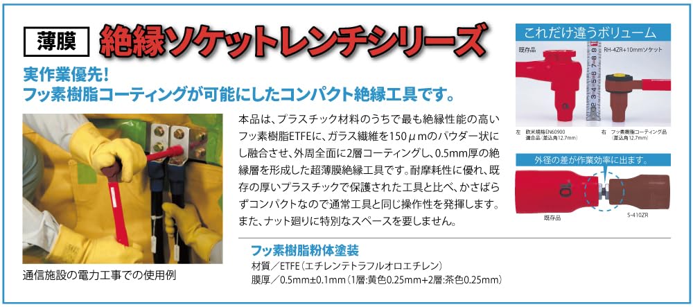 Top Kogyo Insulated Ratchet Handle 9.5mm Socket 5° Feed Fluorine Coating-Kiichin - The #1 Place for Japanese Goods in Your Hand!