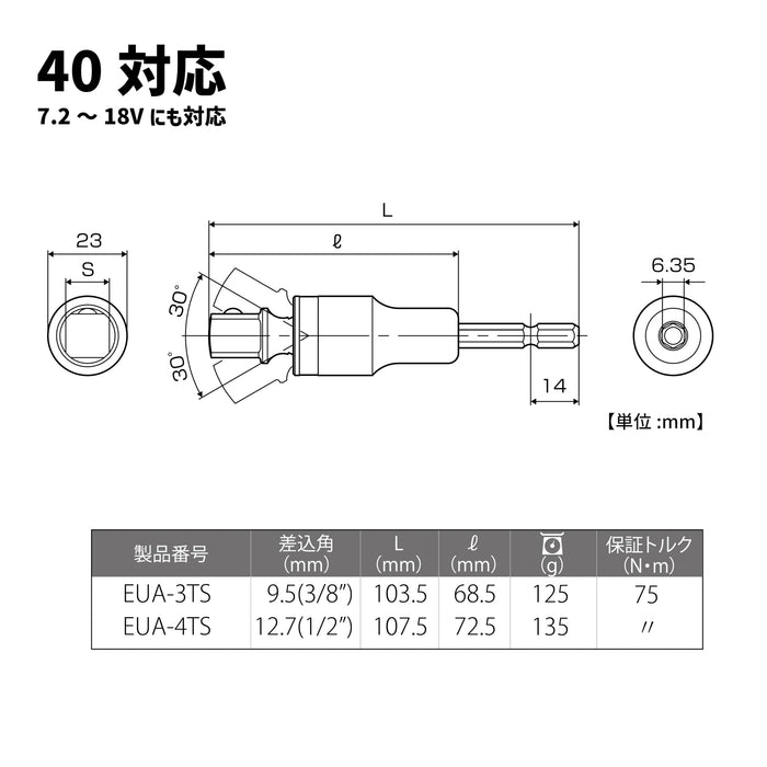 Top Kogyo 12.7mm Universal Socket Adapter for Electric Drills 40V Japan-Made-Kiichin - The #1 Place for Japanese Goods in Your Hand!
