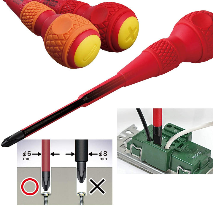 Vessel No.2005PBU Japan-Made Insulated Ball Grip Screwdriver Set of 5-Kiichin - The #1 Place for Japanese Goods in Your Hand!