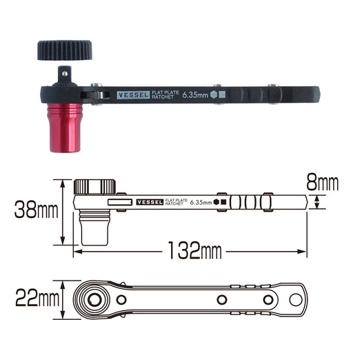 Vessel Torx Plate Ratchet Screwdriver with 10 Bits - Vessel Tx-12Mc Driver-Kiichin - The #1 Place for Japanese Goods in Your Hand!
