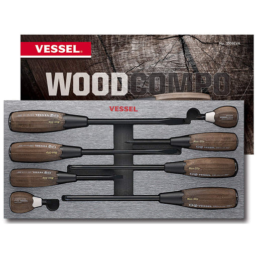 Vessel 8pc Wood-Compo Non-Slip Tang-Thru Screwdriver Set 3308Eva-Kiichin - The #1 Place for Japanese Goods in Your Hand!