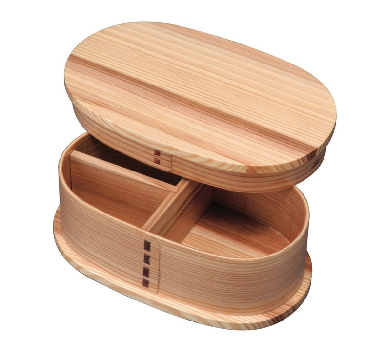Yamaya Lacquerware Shop Wooden Oval Bentwood Lunch Box with Divider Natural-Kiichin - The #1 Place for Japanese Goods in Your Hand!