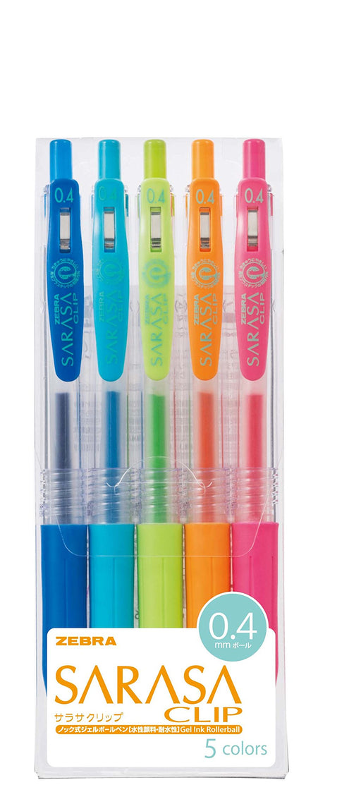 Zebra Sarasa Clip Gel Ballpoint Pen Set 0.4 Point 5 Assorted Colors-Kiichin - The #1 Place for Japanese Goods in Your Hand!