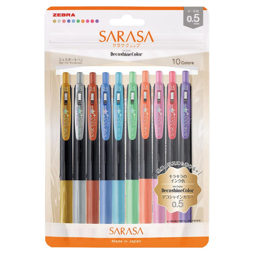 Zebra Sarasa Clip Gel Ballpoint Pen 0.5mm Deco Shine 10 Color Set-Kiichin - The #1 Place for Japanese Goods in Your Hand!