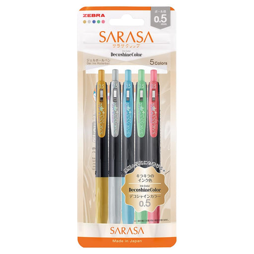 Zebra Sarasa Clip Gel Ballpoint Pens 0.5mm Deco Shine 5-Color Set-Kiichin - The #1 Place for Japanese Goods in Your Hand!